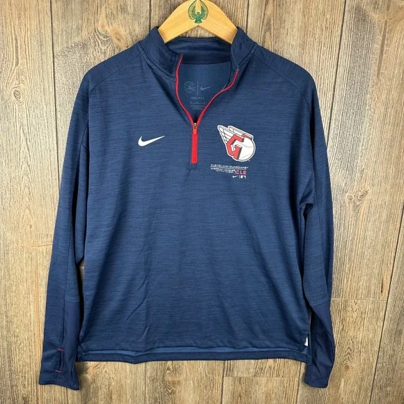Nike MLB Cleveland Guardians Dri-FIT 1/4 Zip Pullover Navy Women Size Medium - Picture 2 of 9